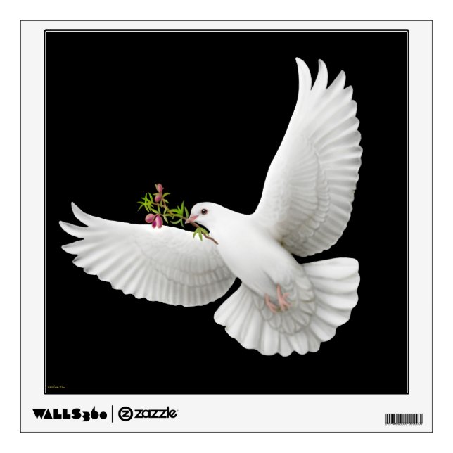 Flying Peace Dove with Olive Branch Wall Decal (Front)