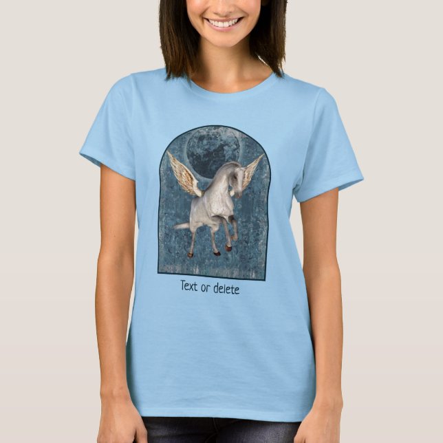 Flying Pegasus Blue Moon Fantasy Horse Art   T-Shirt (Front)