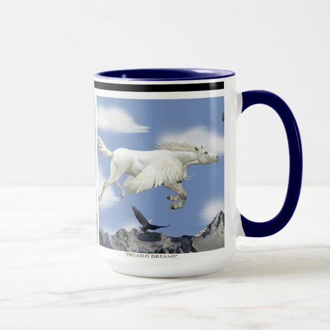 Flying Pegasus & Eagles Fantasy Art Mug (Right)
