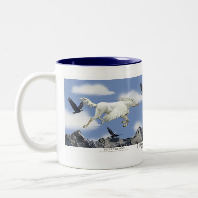 FLYING PEGASUS & EAGLES Fantasy Art Mug (Left)