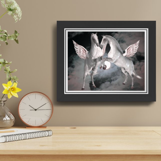 Flying Pegasus Fantasy Horse Art Framed Framed Art (Table Top)