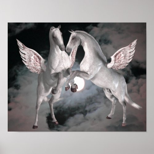 Flying Pegasus Fantasy Horse Art Poster