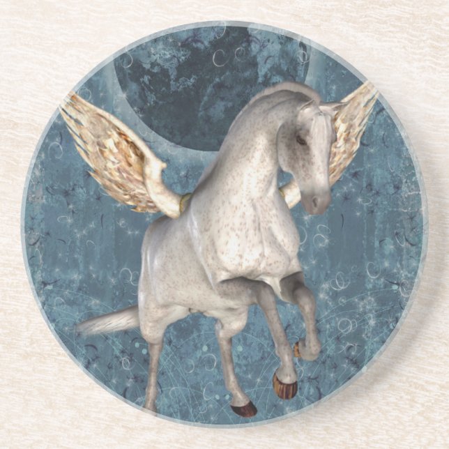 Flying Pegasus Horse Fantasy Drink Coaster (Front)