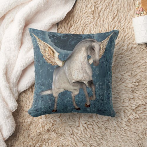 Flying Pegasus Horse Throw Pillow