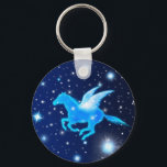 Flying Pegasus Keychain<br><div class="desc">Flying Pegasus Night mysterious creature horse star sky fairy tale</div>