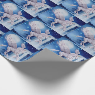 Flying Pegasus Unicorn Waterfall  Wrapping Paper