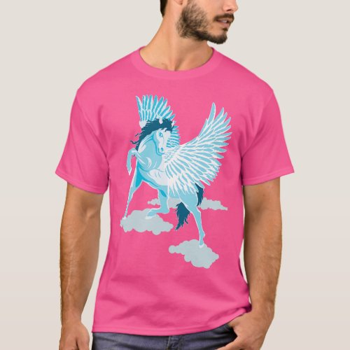 Flying Pegasus Winged Horse in the sky T_Shirt