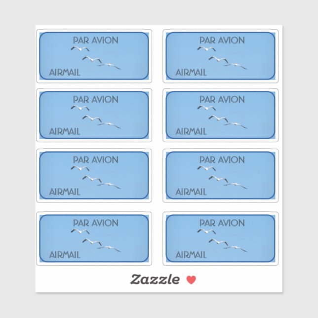 Flying Pelican Birds Airmail Stickers  (Sheet)