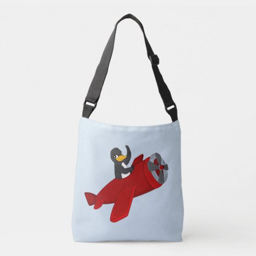 Flying penguin cartoon crossbody bag