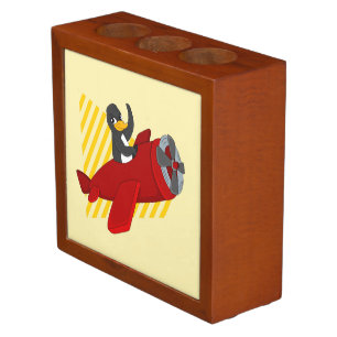 Flying penguin cartoon desk organizer