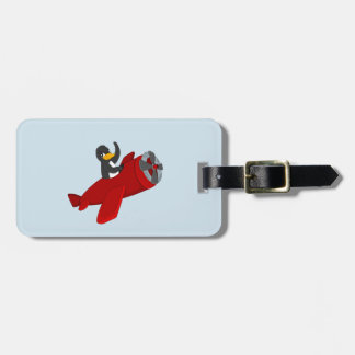 Flying penguin cartoon luggage tag