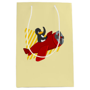 Flying penguin cartoon medium gift bag