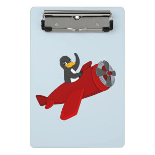 Flying penguin cartoon mini clipboard