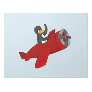 Flying penguin cartoon notepad