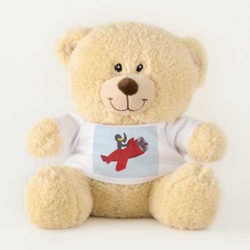 Flying penguin cartoon teddy bear