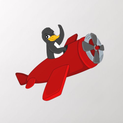 Flying penguin cartoon  wall decal 