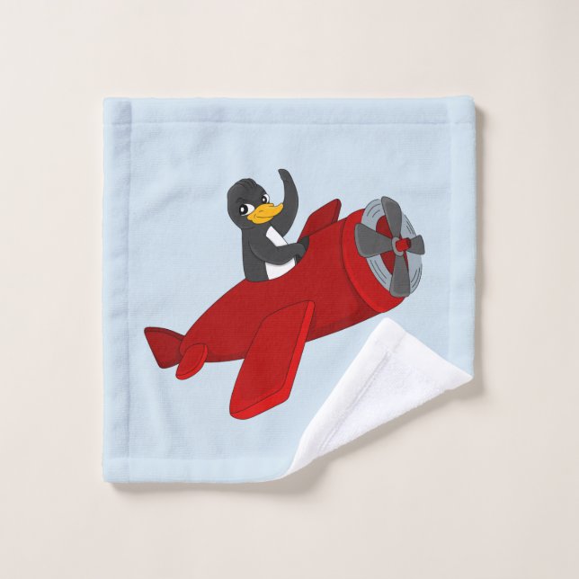 Flying penguin cartoon wash cloth (Wash Cloth)