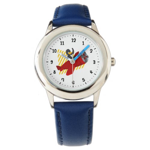 Flying penguin cartoon watch