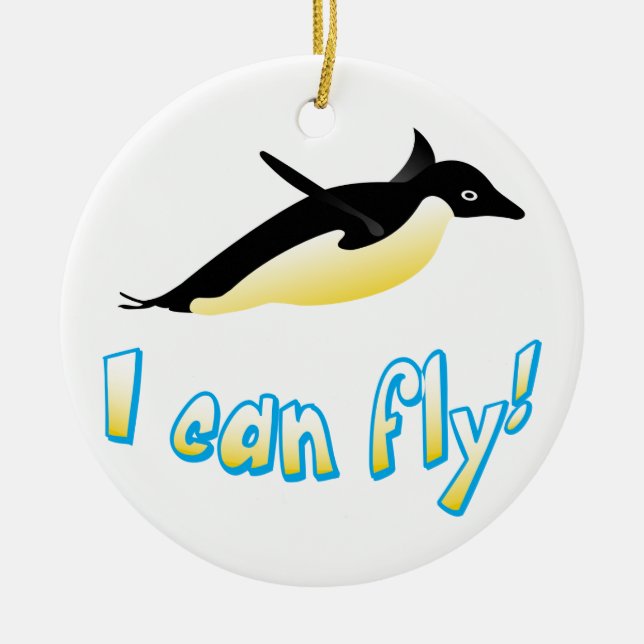 Flying penguin ceramic ornament (Front)
