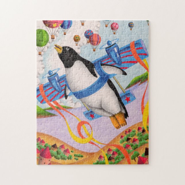 Flying penguin jigsaw puzzle (Vertical)