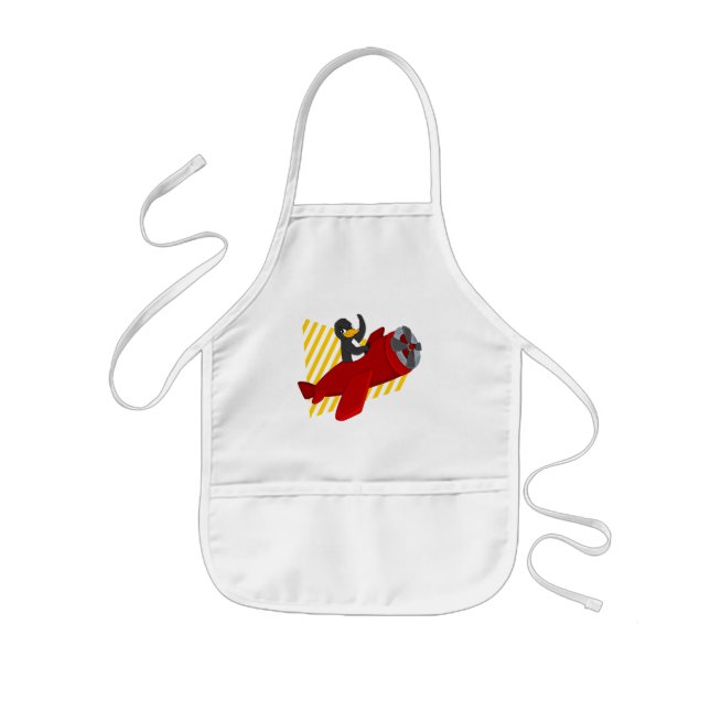 Flying penguing cartoo kids' apron (Front)