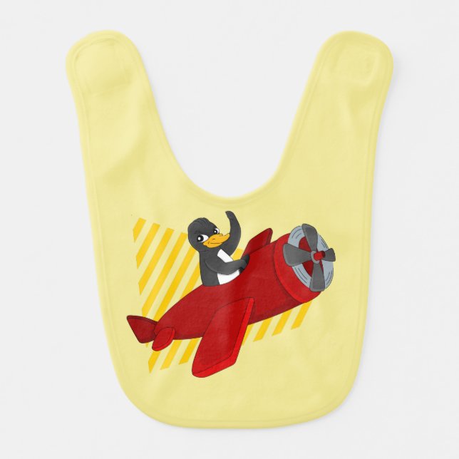 Flying penguing cartoon baby bib (Front)