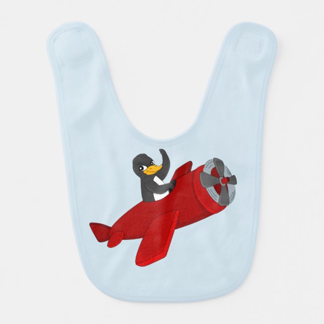 Flying penguing cartoon baby bib (Front)