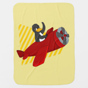 Flying penguing cartoon baby blanket