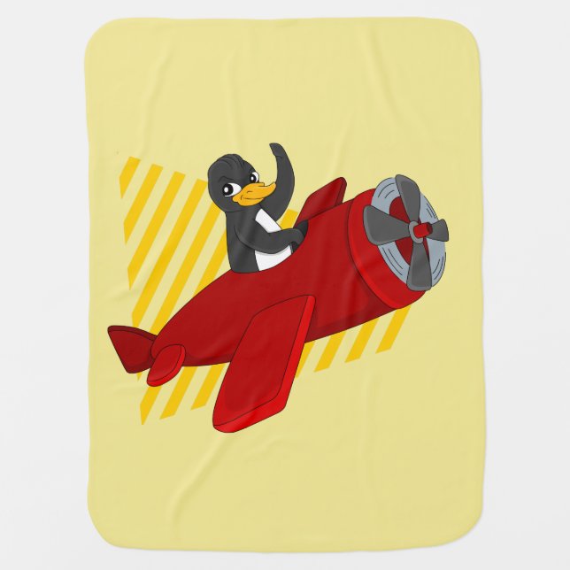 Flying penguing cartoon baby blanket (Front)