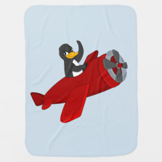 Flying penguing cartoon baby blanket