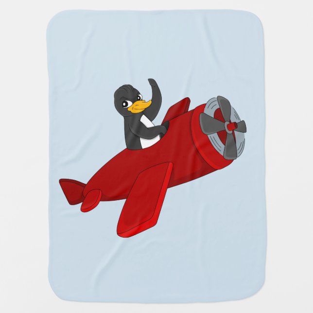 Flying penguing cartoon baby blanket (Front)