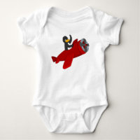 Flying penguing cartoon baby bodysuit