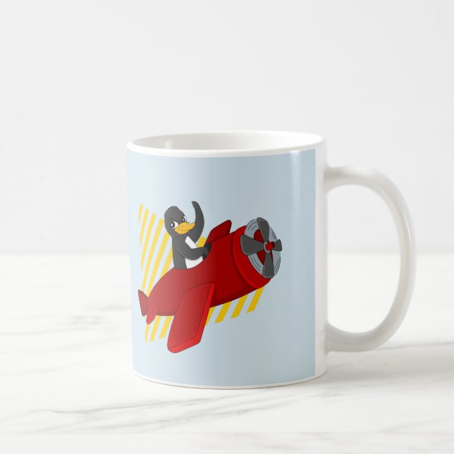Flying penguing cartoon coffee mug (Right)