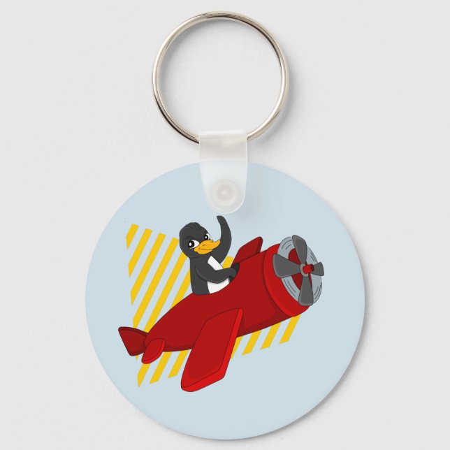Flying penguing cartoon keychain (Front)
