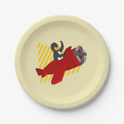 Flying penguing cartoon paper plates