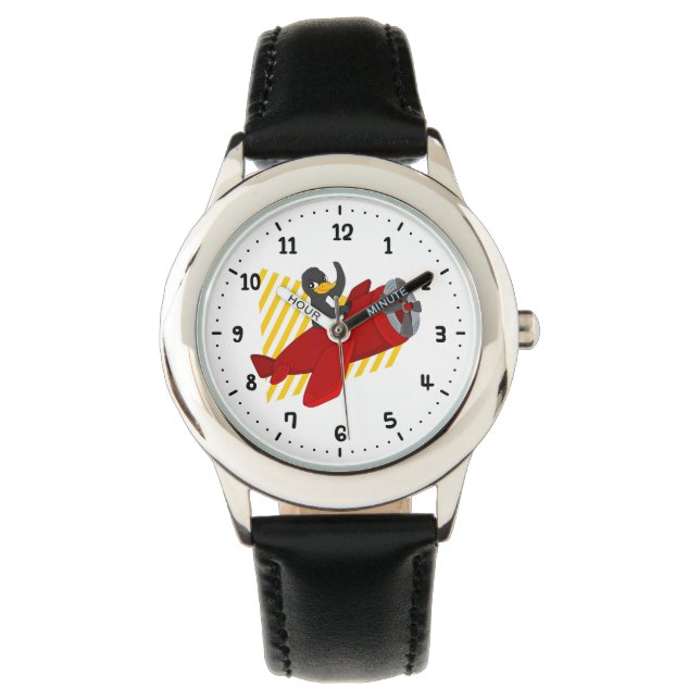 Flying penguing cartoon watch (Front)