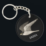 Flying Peregrine Falcon Colored Pencil CUSTOM NAME Keychain<br><div class="desc">This flying falcon is drawn in colored pencil and looks cool on a keychain! Add your name or your own text. Check out my shop for more, </div>