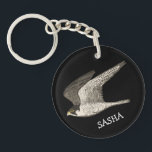Flying Peregrine Falcon Colored Pencil CUSTOM NAME Keychain<br><div class="desc">This flying falcon is drawn in colored pencil and looks cool on a keychain! Add your name or your own text. Check out my shop for more, </div>