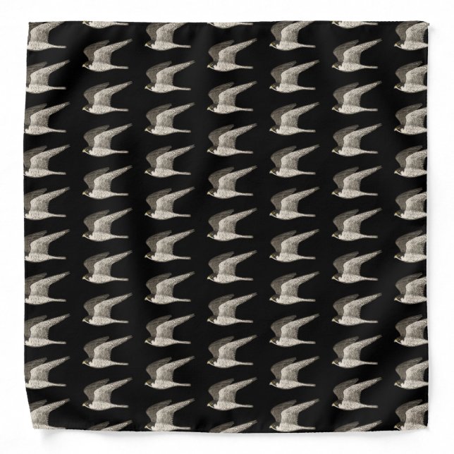 Flying Peregrine Falcons on Black Bandana (Front)