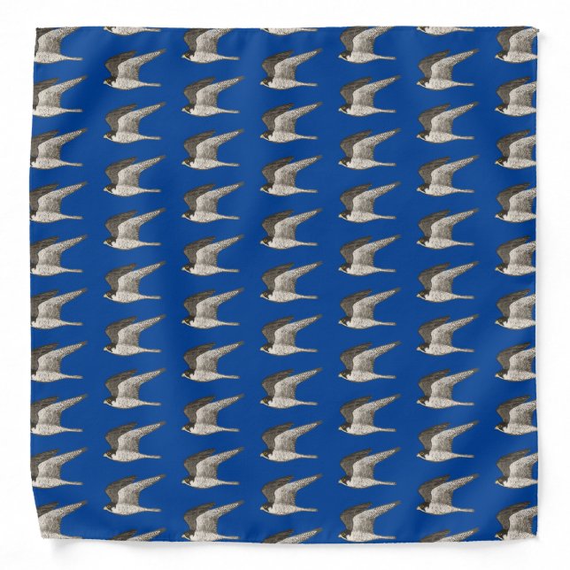 Flying Peregrine Falcons on Blue Bandana (Front)