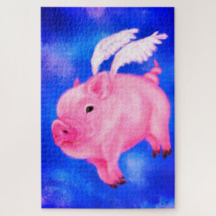 Flying Pig Angel Jigsaw Puzzle Painrting Fun