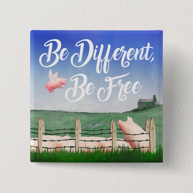 Flying Pig-Be Different Button (Front)