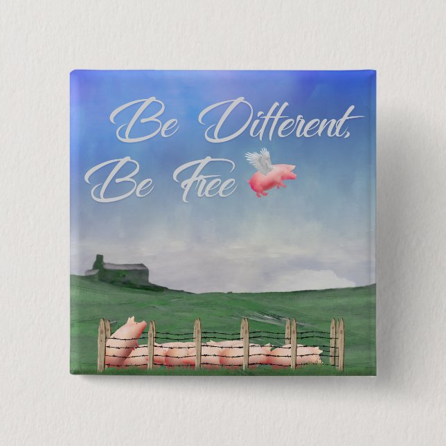 Flying Pig Be Different Button (Front)