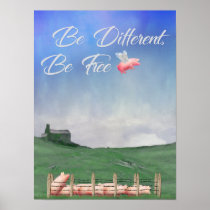 Flying Pig Be Different Poster