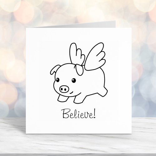 Flying Pig _ Believe Piglet with Wings Self_inking Stamp