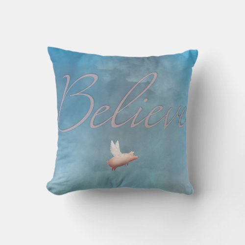 flying pig believe pillow