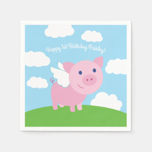 Flying Pig Birthday Party Napkins