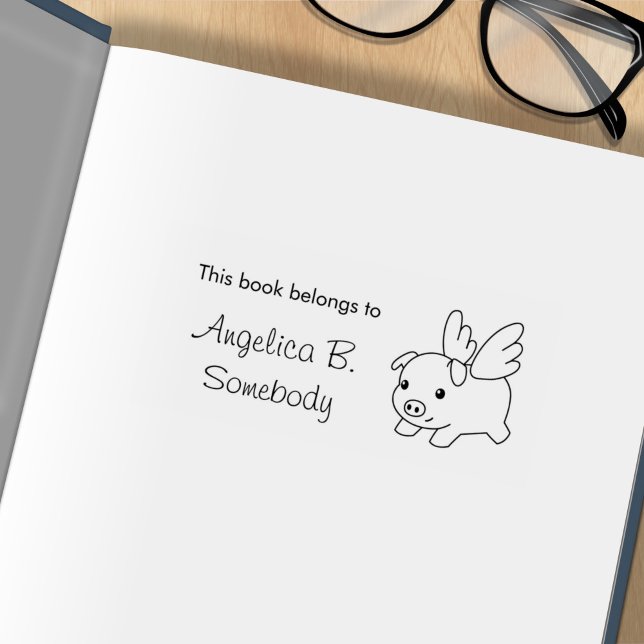 Flying Pig Bookplate Rubber Stamp (Creator Uploaded)