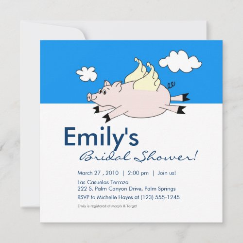 Flying Pig Bridal Shower Invitation