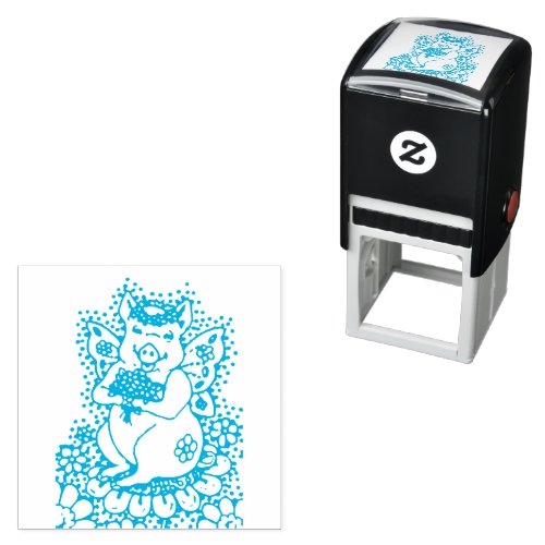 FLYING PIG BUTTERFLY WINGS GARDEN FAIRY WHIMSY SELF_INKING STAMP